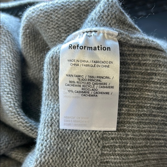 Reformation Cashmere Garrett Cropped Gray Turtleneck Sweater Sz XL NEW - Picture 13 of 16